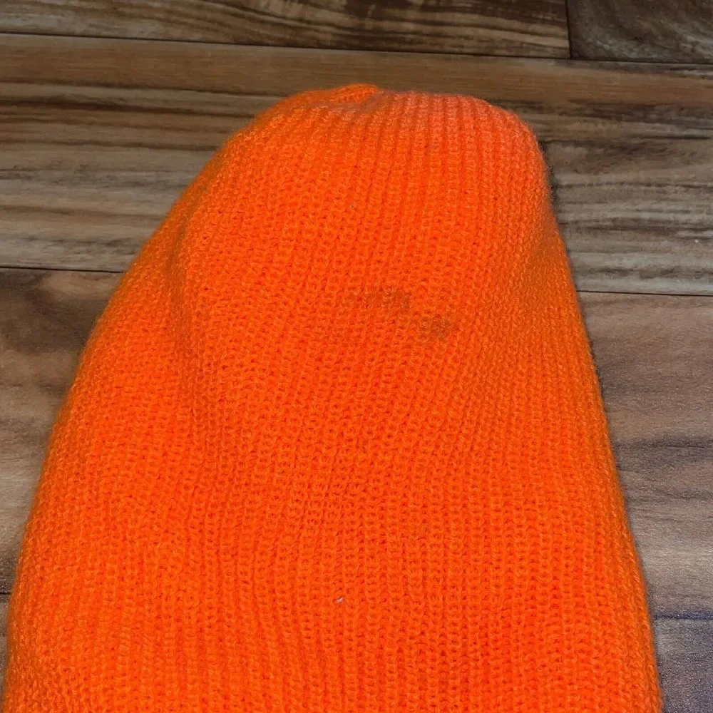 Vtg Fleece Face Mask Blaze Orange Knit Winter Balaclava Winter Hunting Ski Mask